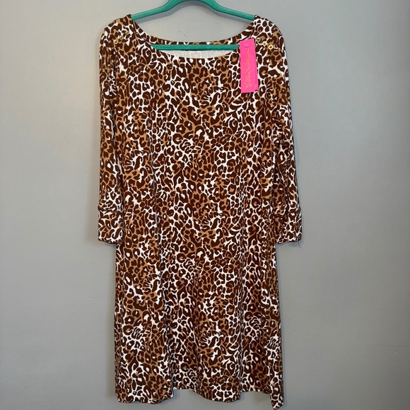 NWT Lilly Pulitzer UPF 50+ Sophie Dress Chocolate My Favorite Spot Size XXL - Picture 2 of 7